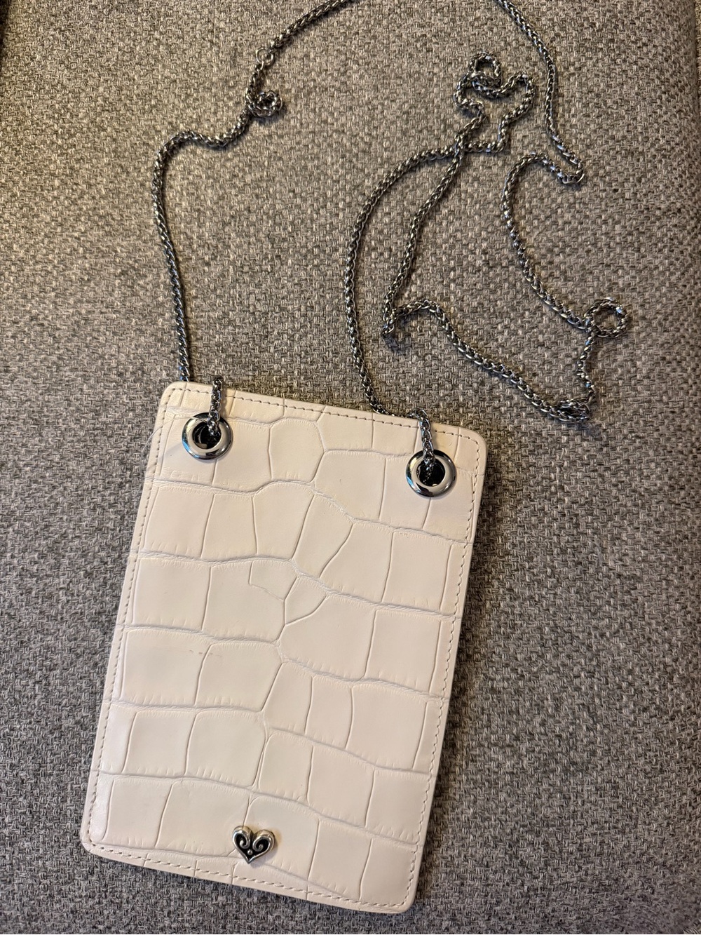 Brighton Cream Croc-Embossed Chain Crossbody Phone Pouch